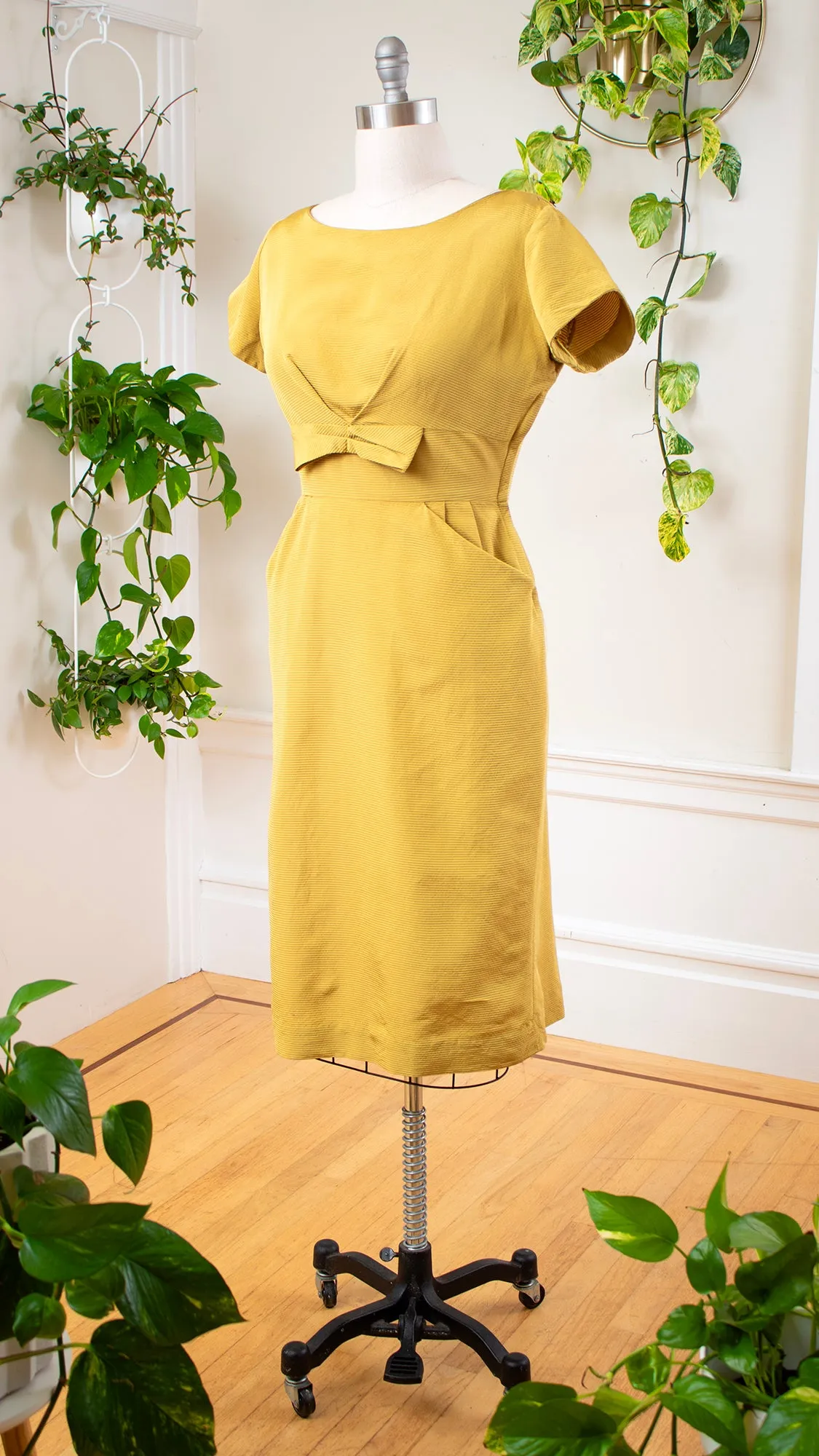 1960s Yellow Wiggle Dress | large