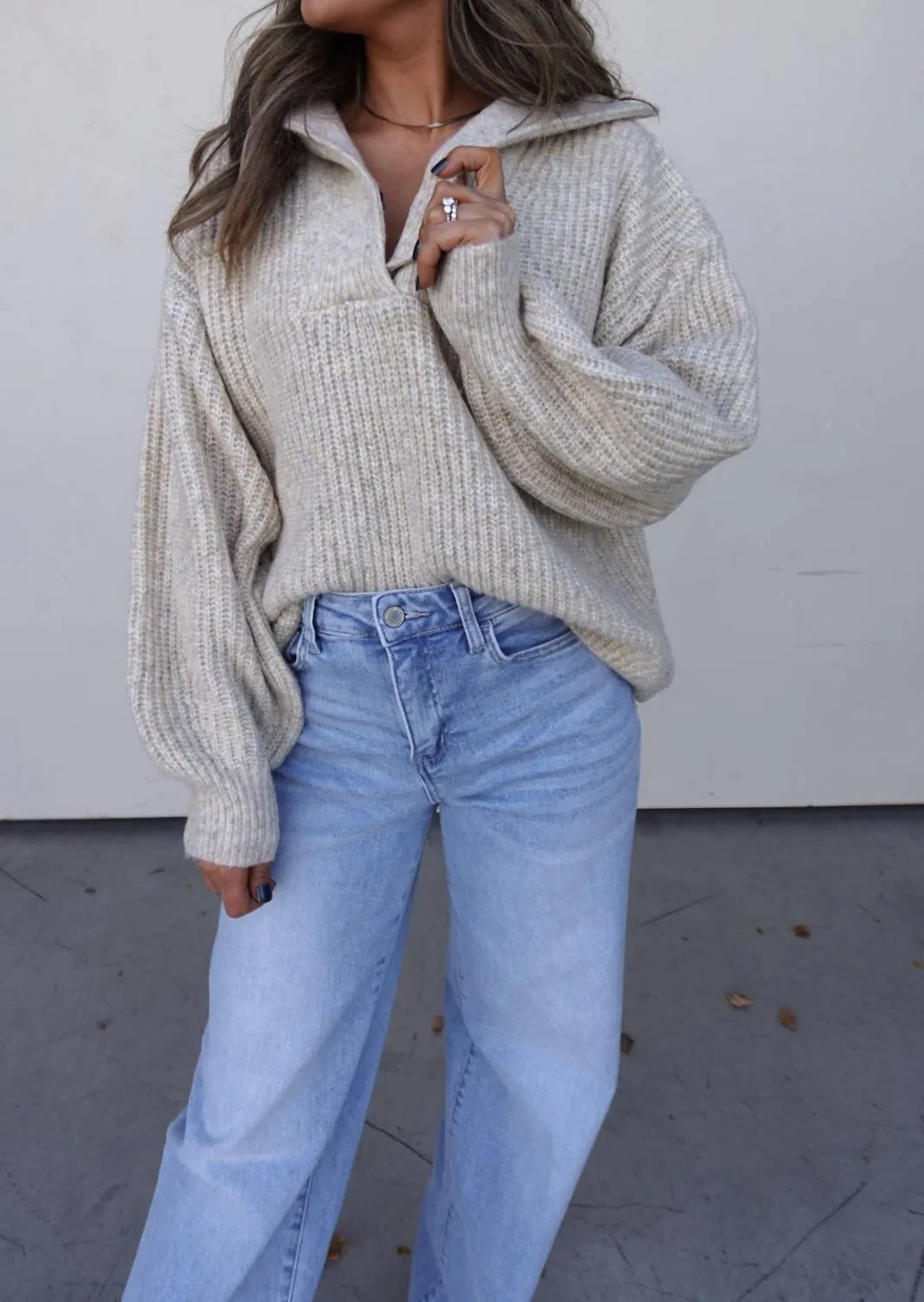 Aemi   Co - V-neck Sweater With Collar