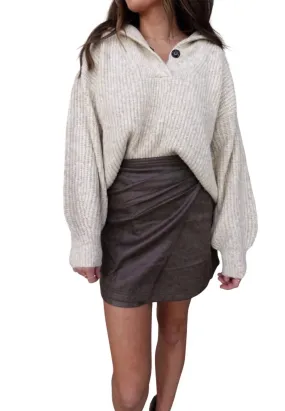 Aemi   Co - V-neck Sweater With Collar