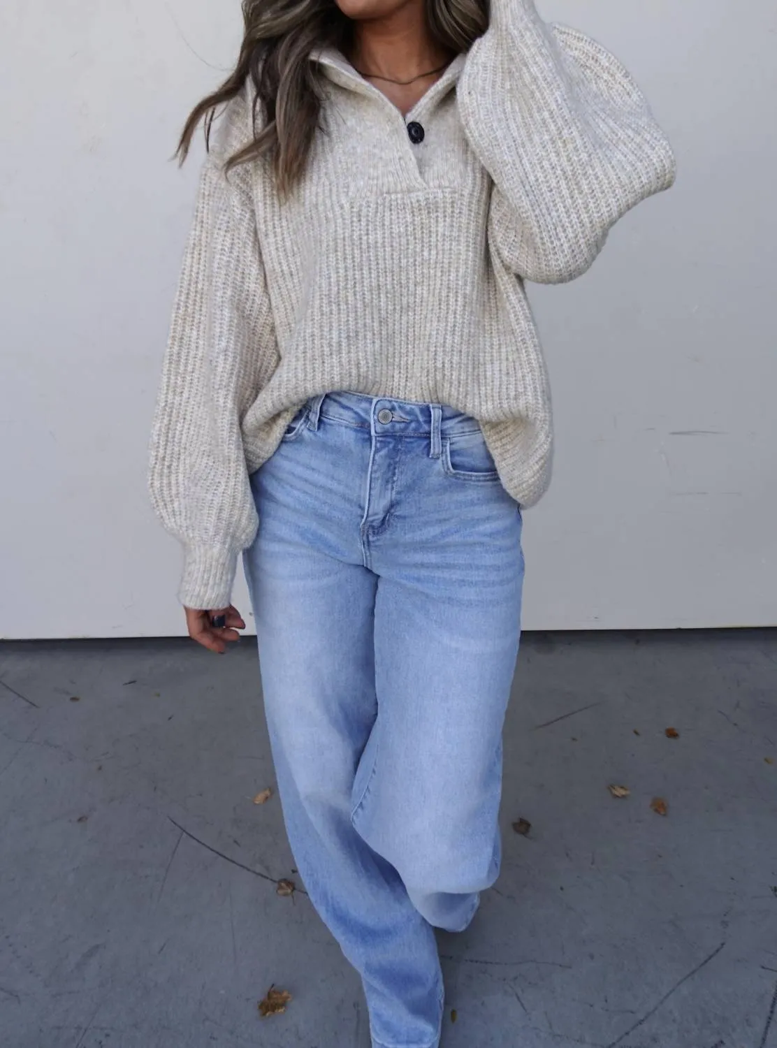 Aemi   Co - V-neck Sweater With Collar