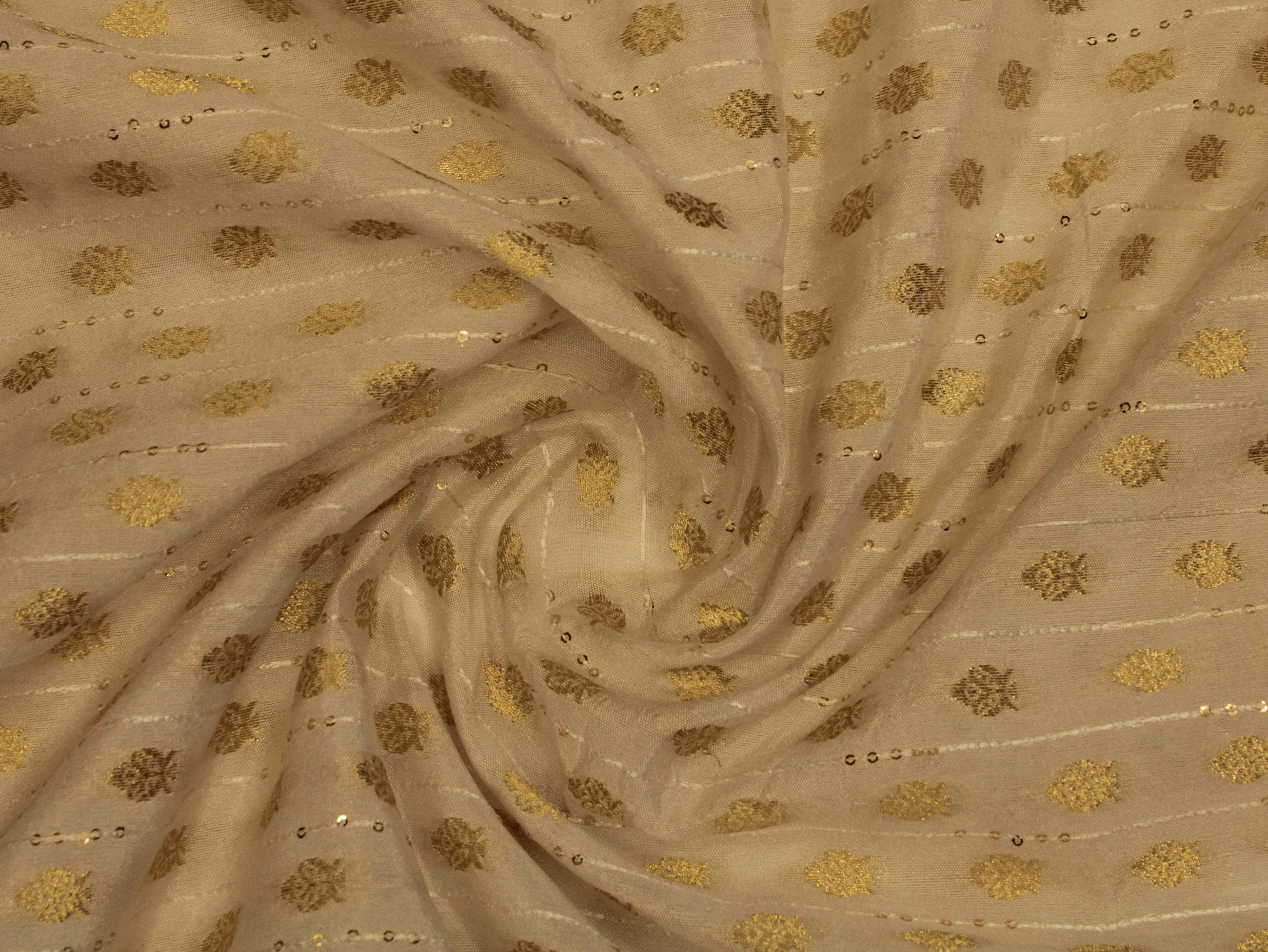 Banarasi Sequin Brocade Fabric - White Dyeable
