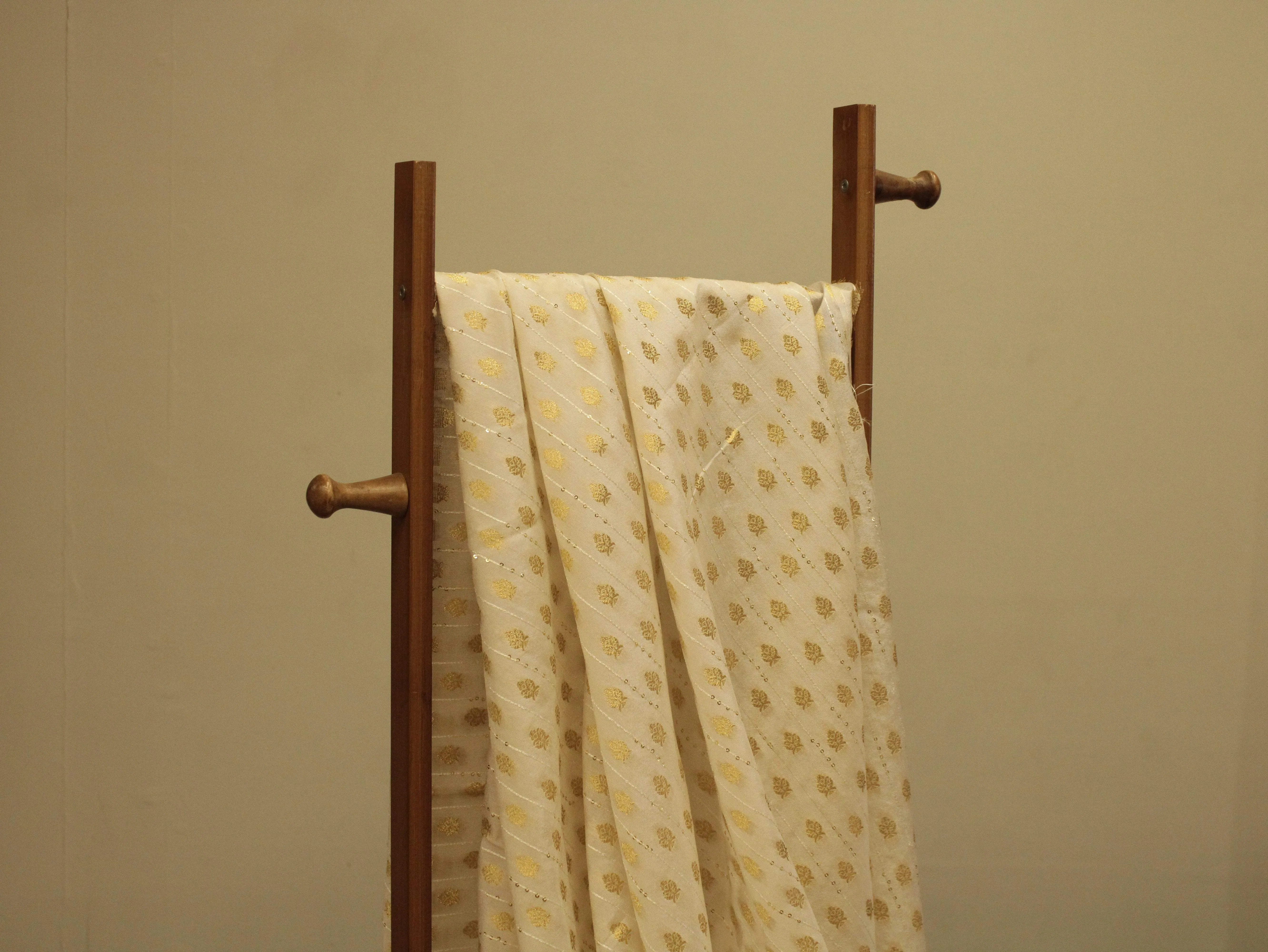 Banarasi Sequin Brocade Fabric - White Dyeable