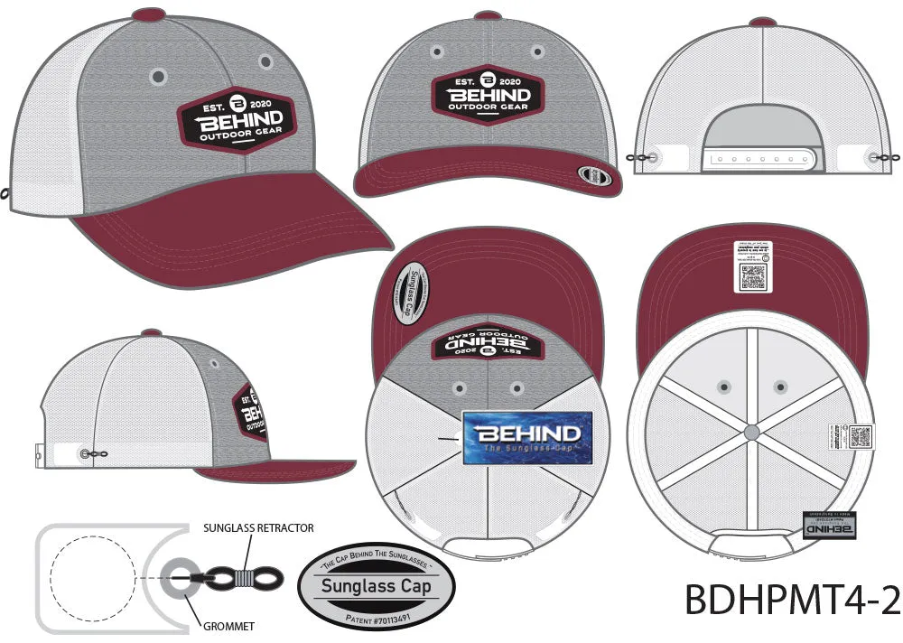 BDHPMT4-2 (CARBON HEATHER AND BURGUNDY / WHITE MESH)