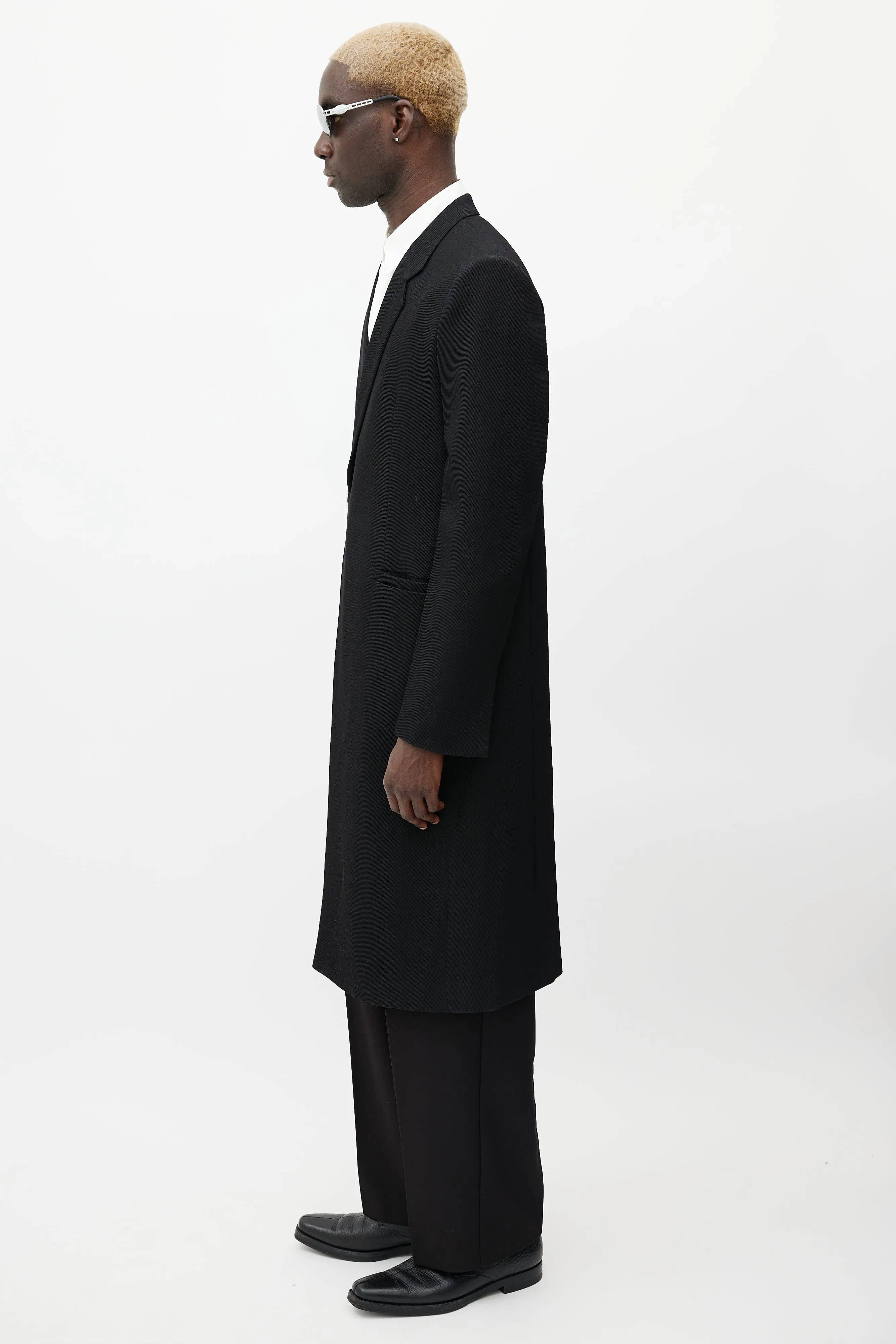 Black & Silver U-Lock Wool Coat