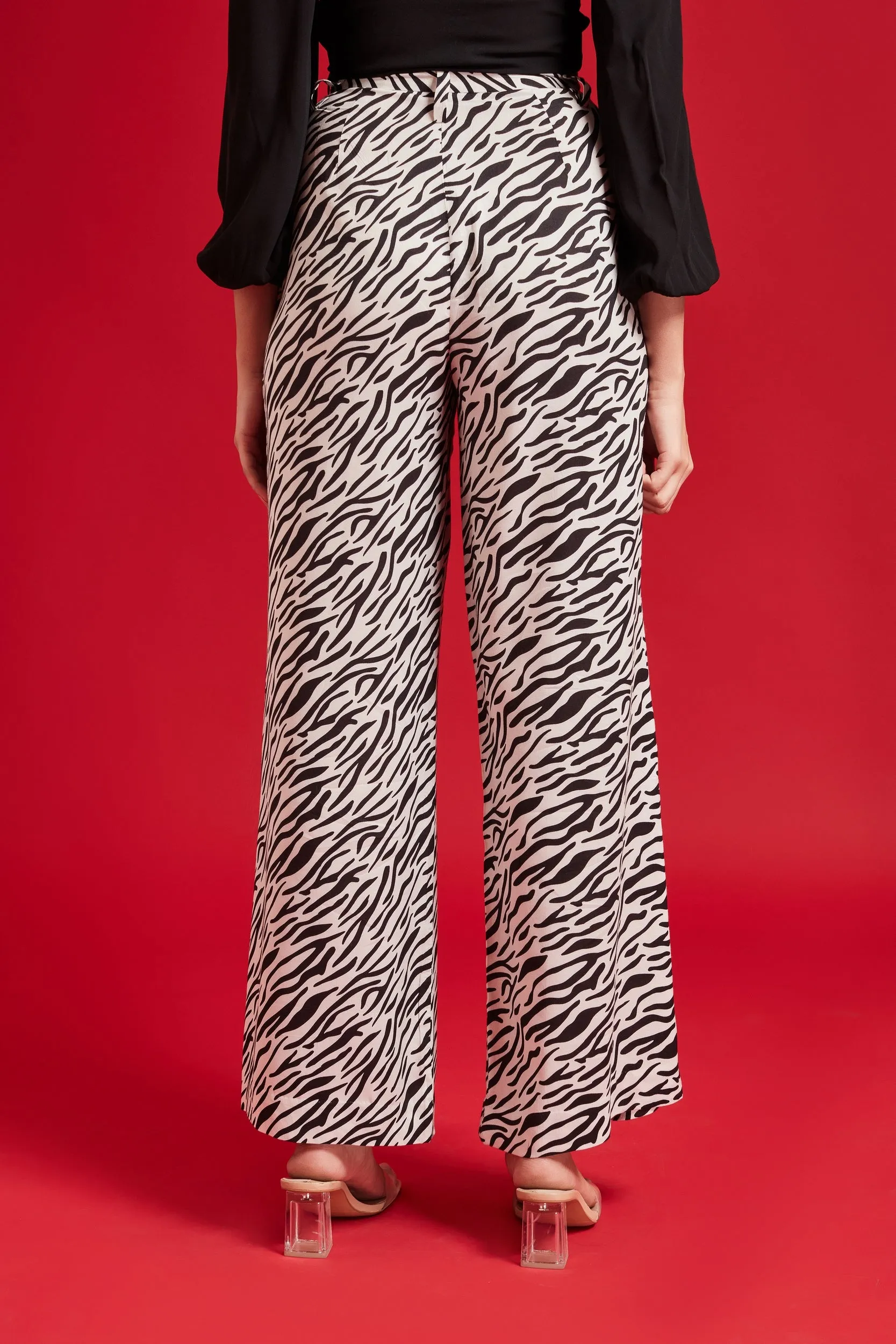 Black & White Animal Print High Waisted Pants