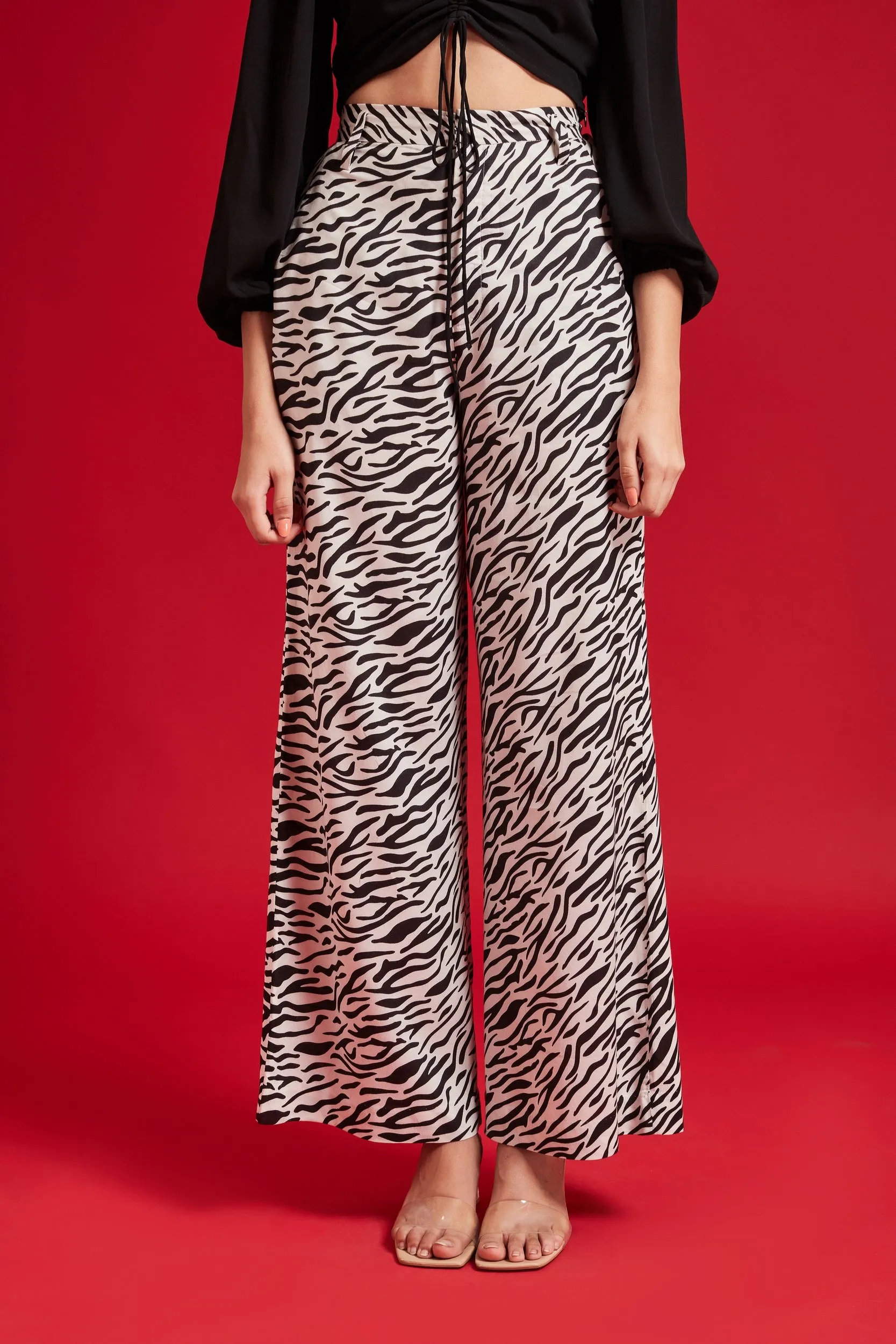 Black & White Animal Print High Waisted Pants