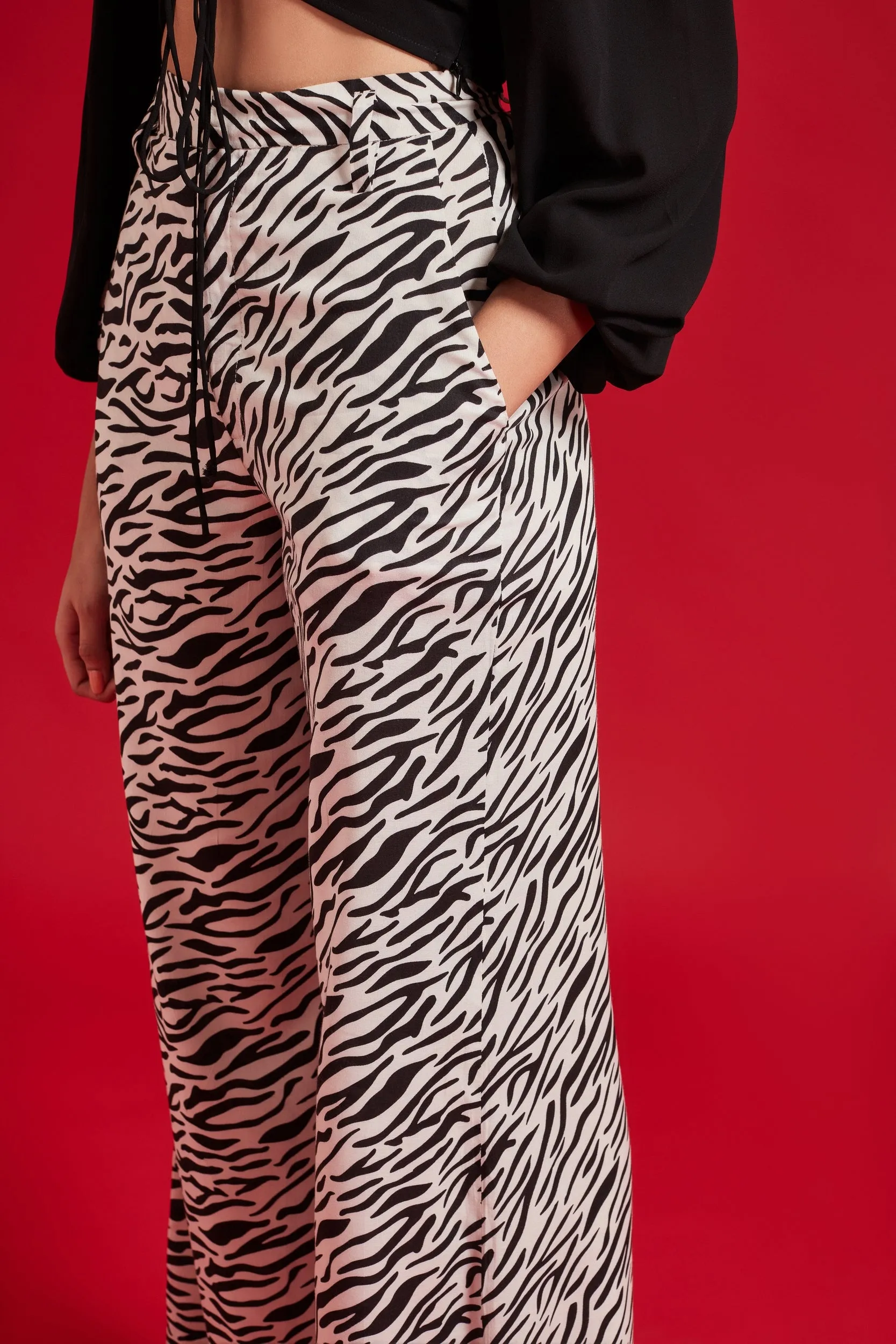 Black & White Animal Print High Waisted Pants