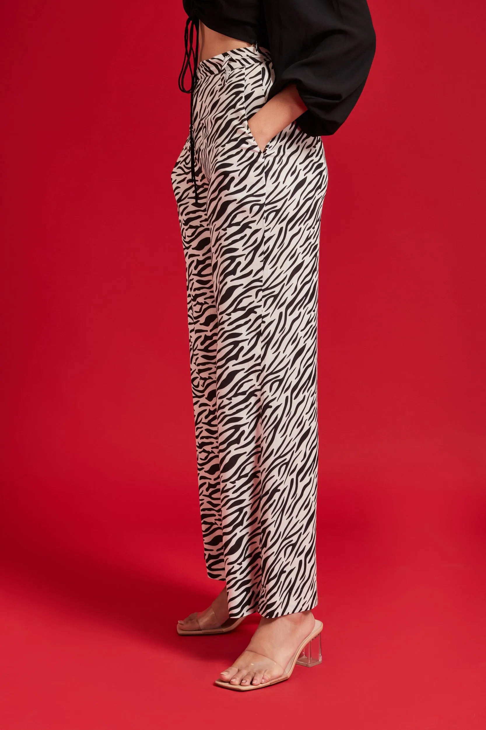 Black & White Animal Print High Waisted Pants