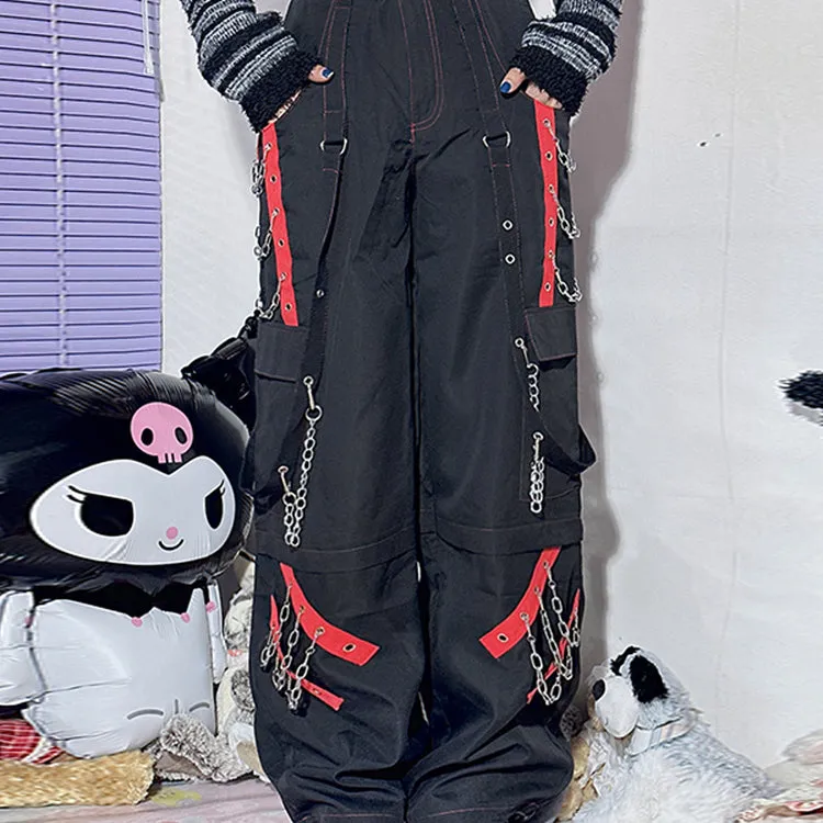 Black High-waisted Loose Fit Casual Cargo Pants