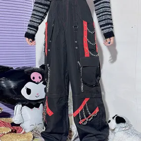 Black High-waisted Loose Fit Casual Cargo Pants