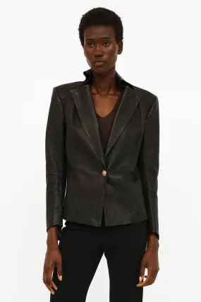 Black Leather Structured Blazer