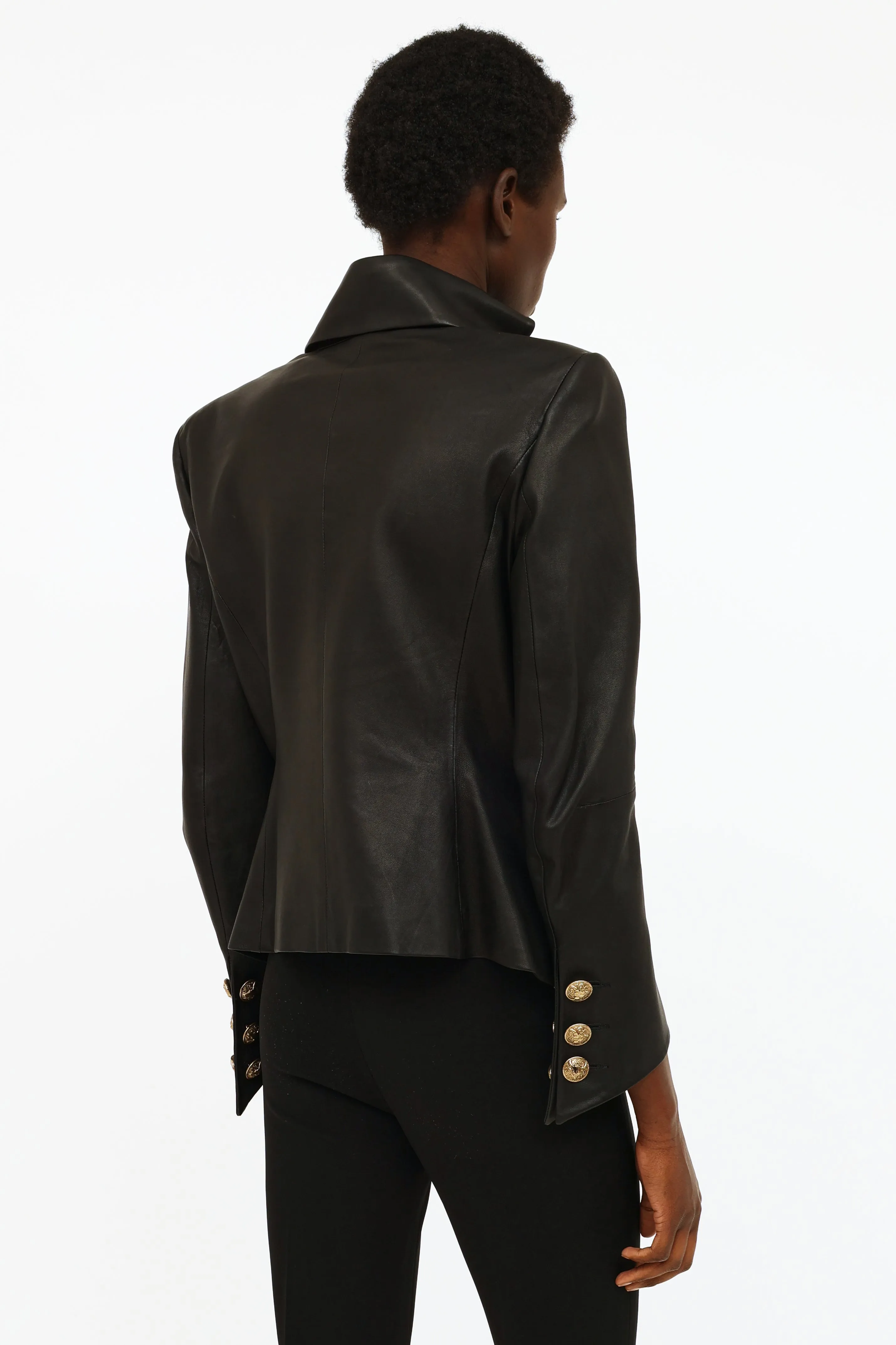 Black Leather Structured Blazer