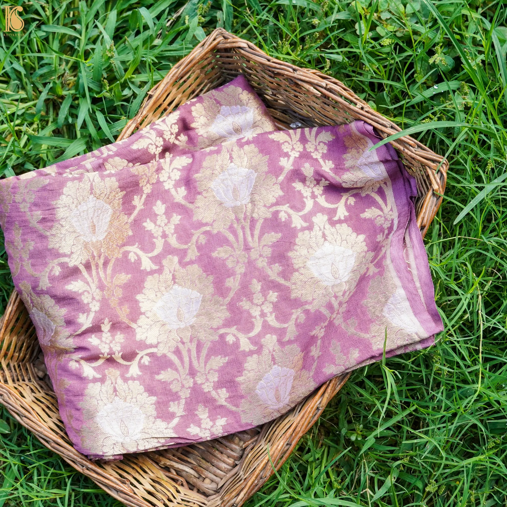 Bouquet Pink Pure Georgette Banarasi Fabric with Border