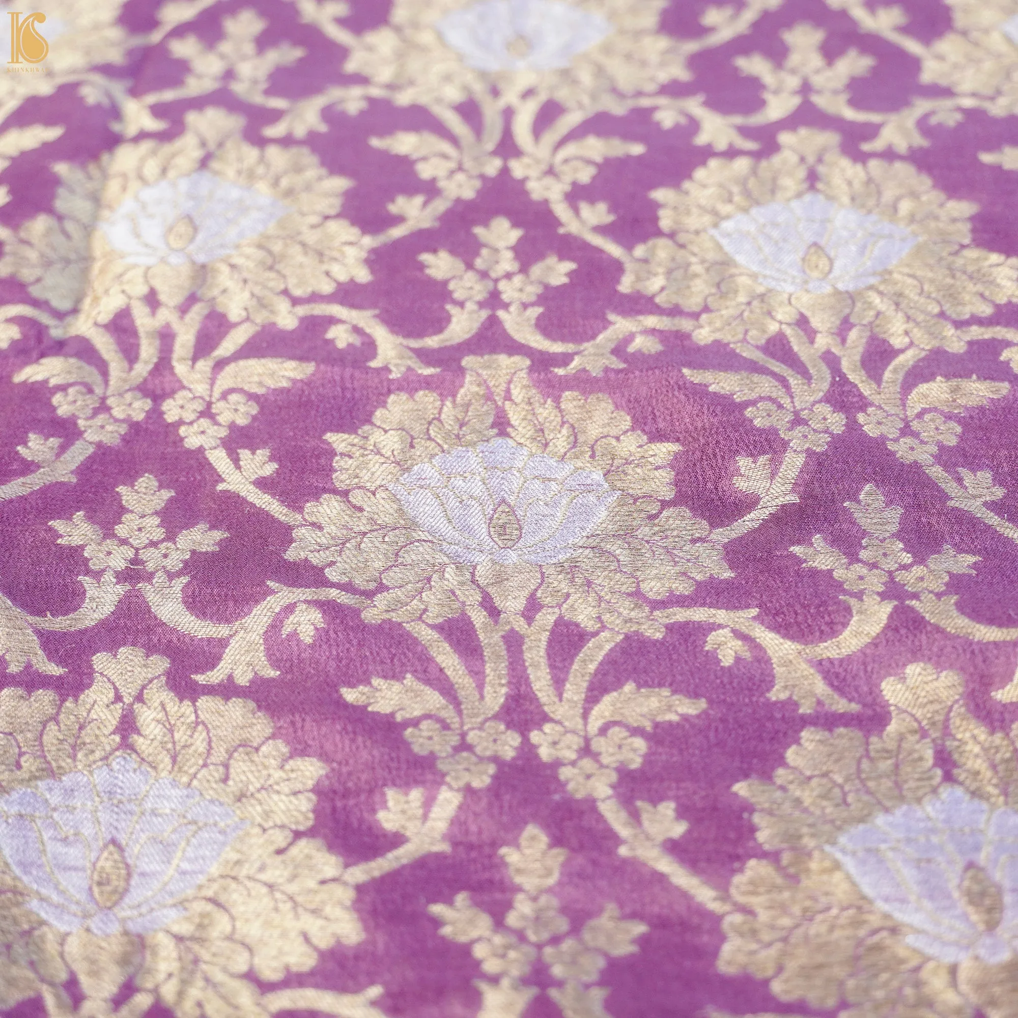Bouquet Pink Pure Georgette Banarasi Fabric with Border