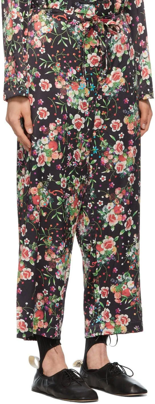 Comme des GarÃ§ons Comme des GarÃ§ons Black Silk Printed Lounge Pants