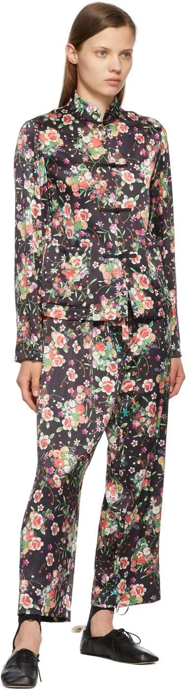 Comme des GarÃ§ons Comme des GarÃ§ons Black Silk Printed Lounge Pants