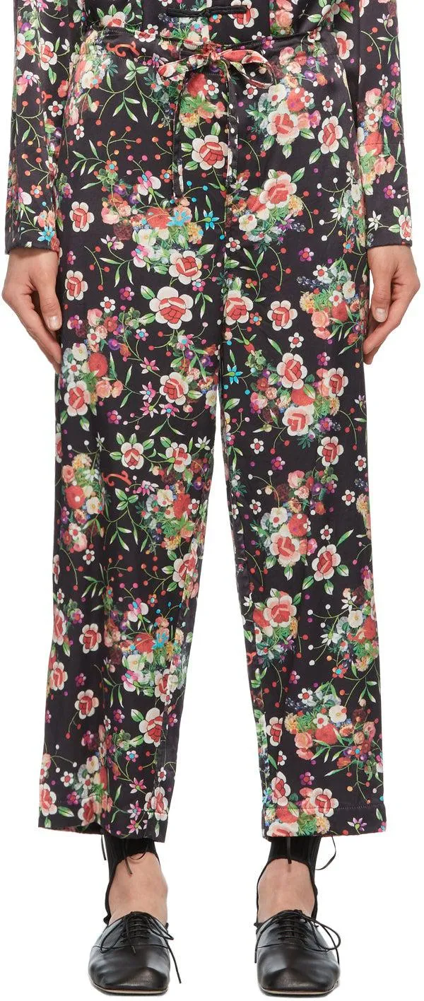 Comme des GarÃ§ons Comme des GarÃ§ons Black Silk Printed Lounge Pants