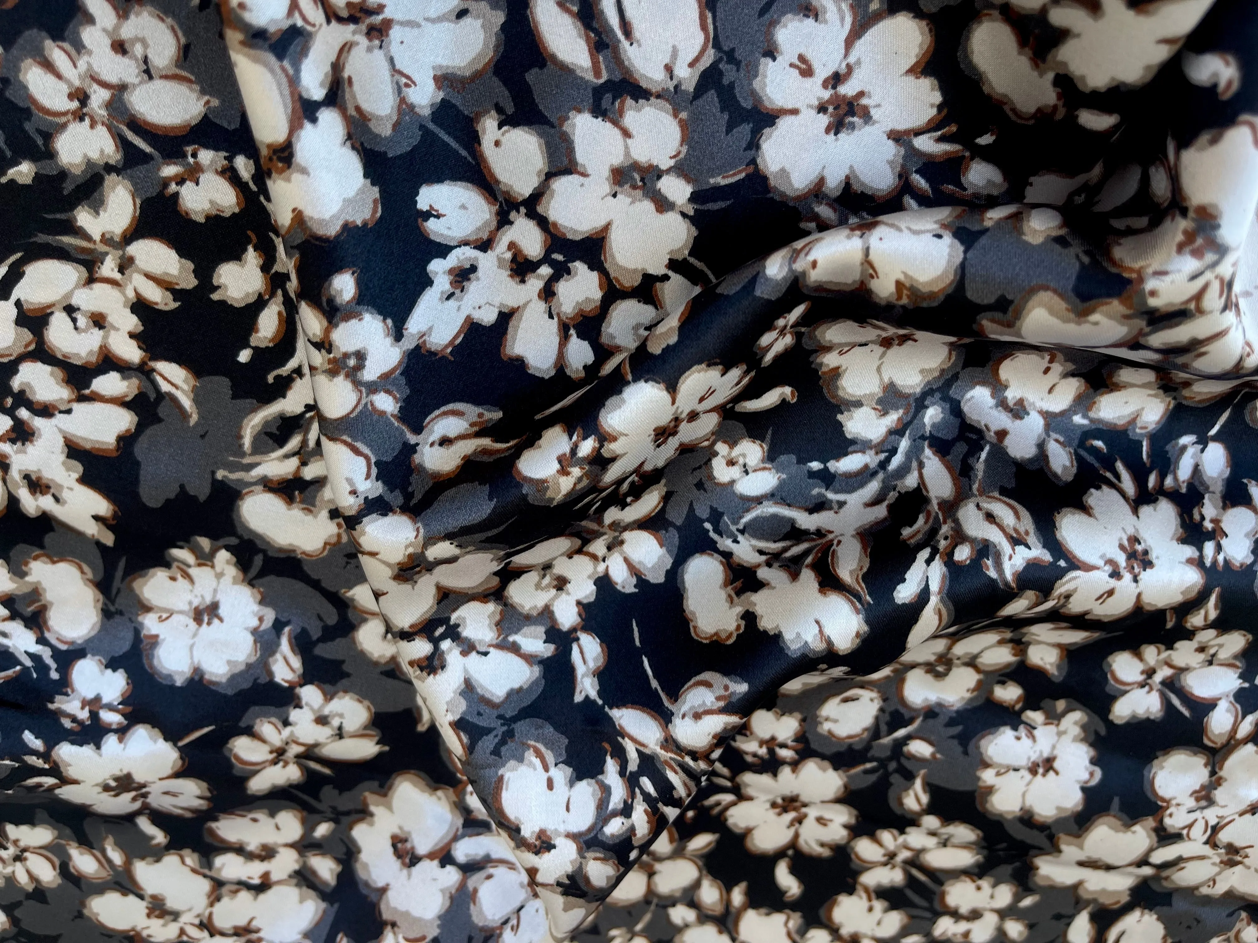 Faux silk charmeuse satin fabric by the yard -  Small floral   print