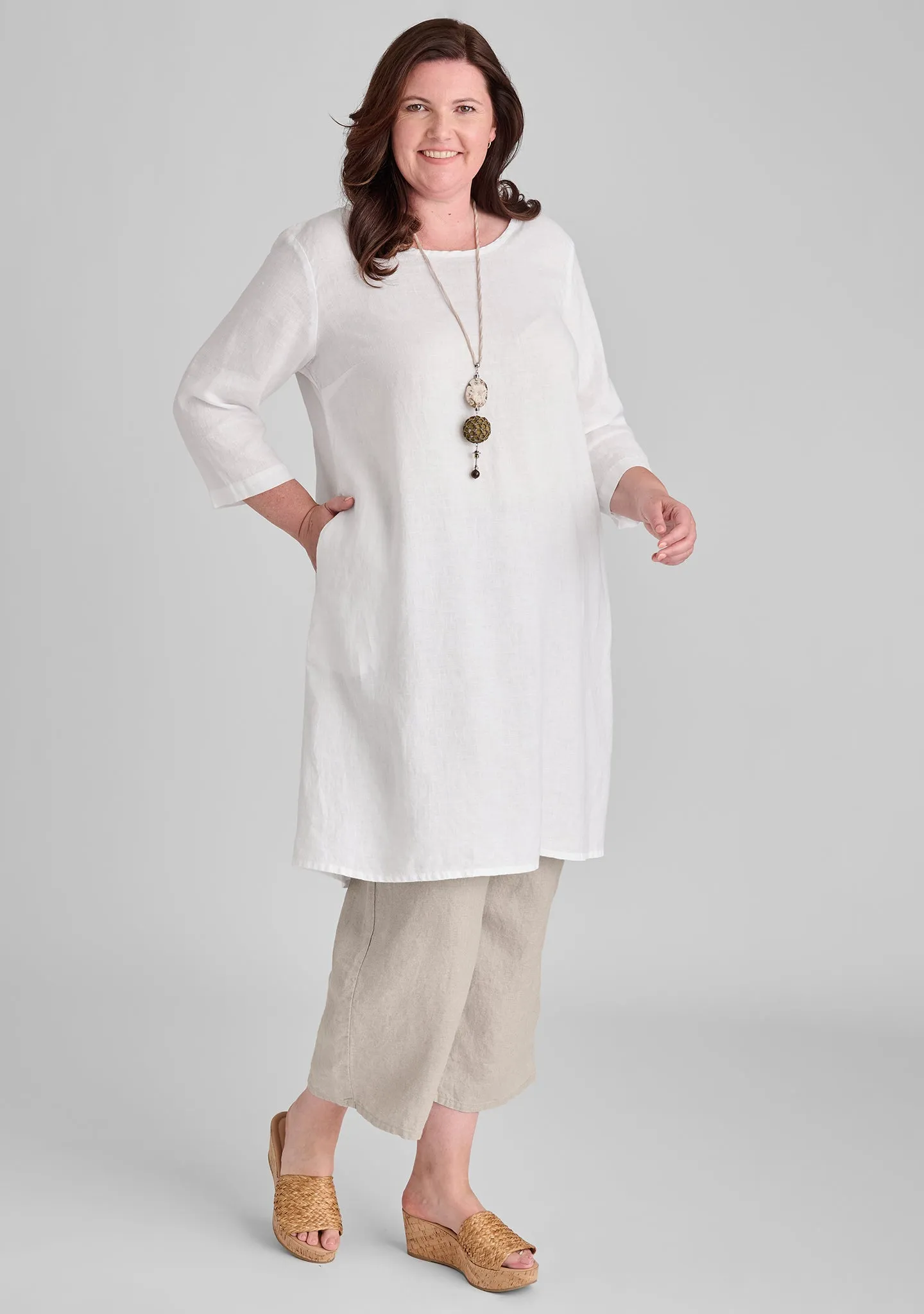 Happy Gathers Dress - Linen Shift Dress