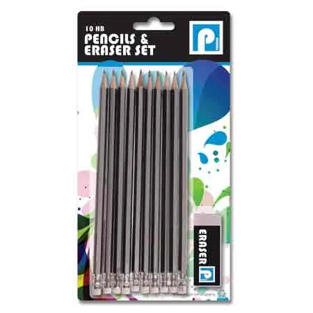 HB Pencils and Eraser Set 10 pack