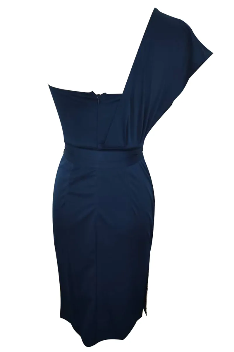 hulianfu - Casual Print Patchwork One Shoulder Pencil Skirt Dresses(4 Colors)