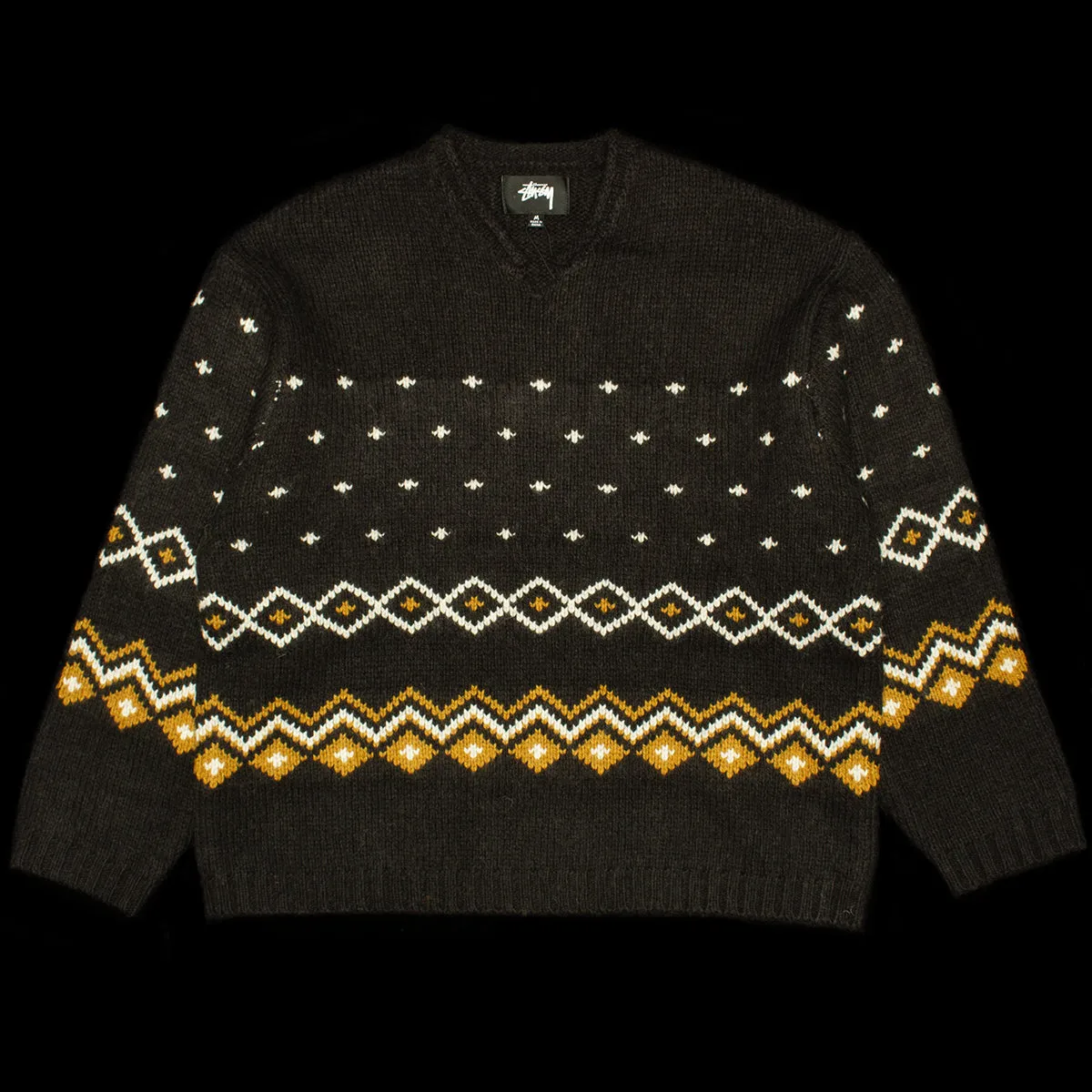 Roll V-Neck Fairisle Sweater