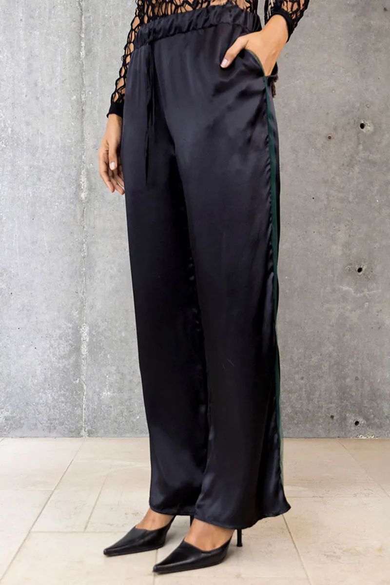 Satin Wide Leg Pant - Black- Made to Order