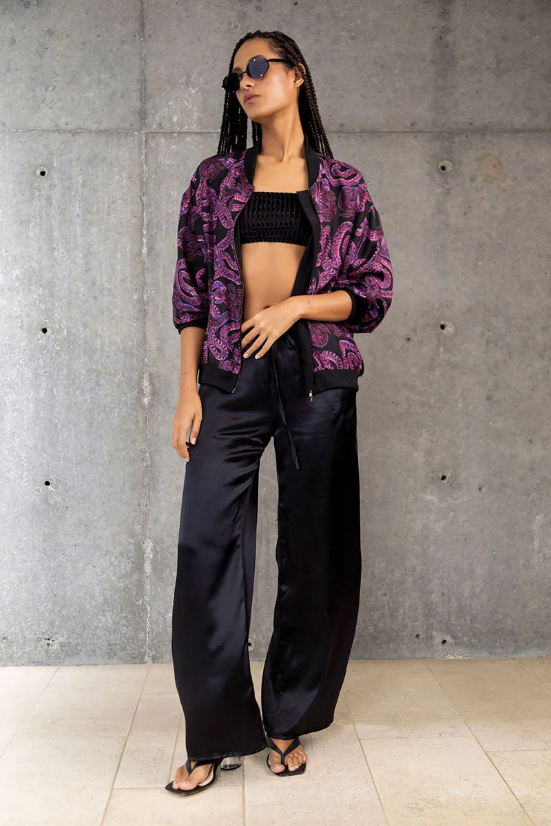 Satin Wide Leg Pant - Black- Made to Order