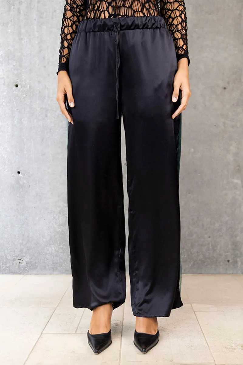 Satin Wide Leg Pant - Black- Made to Order