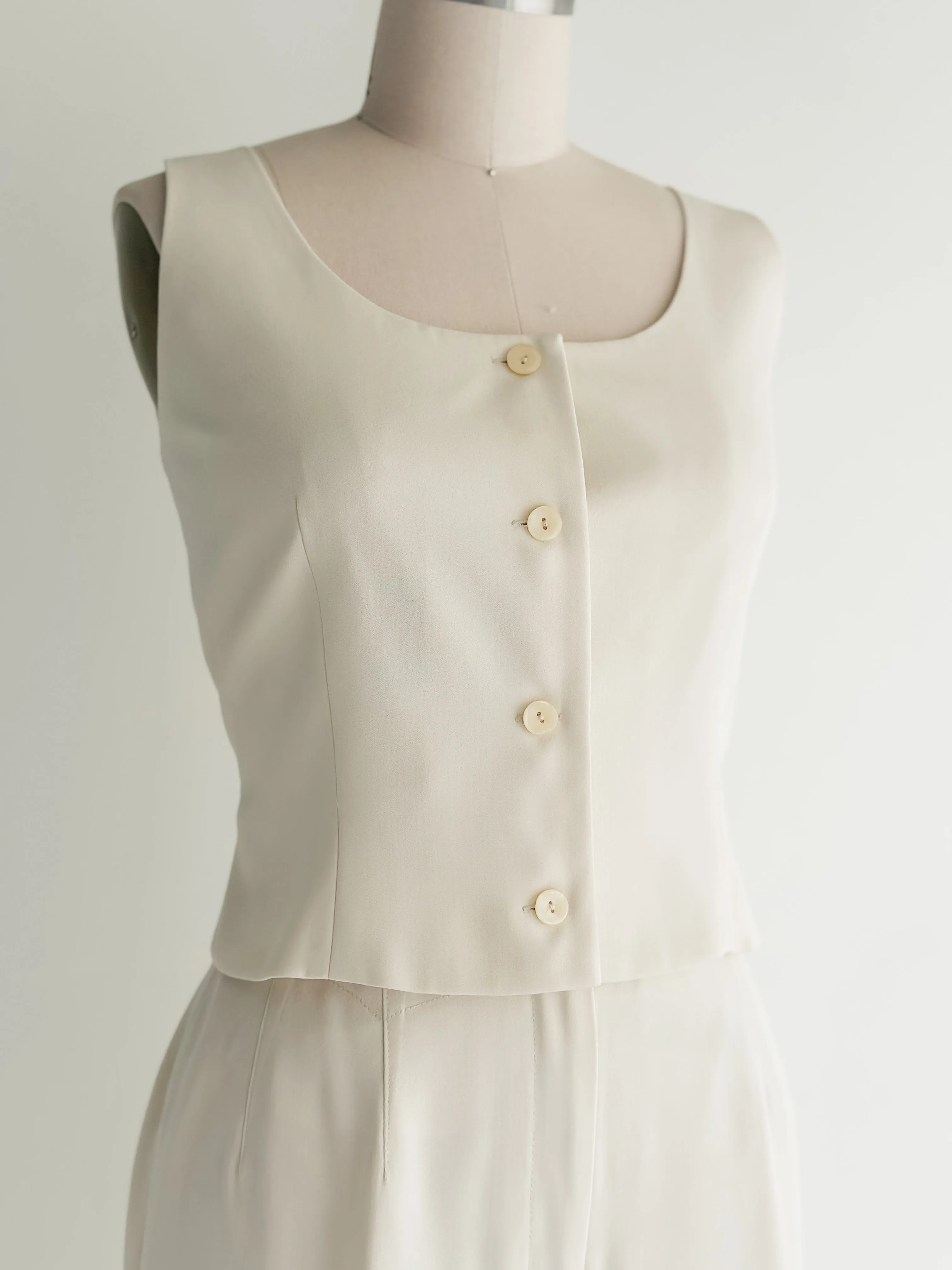 vintage cream two-piece pant set (M)
