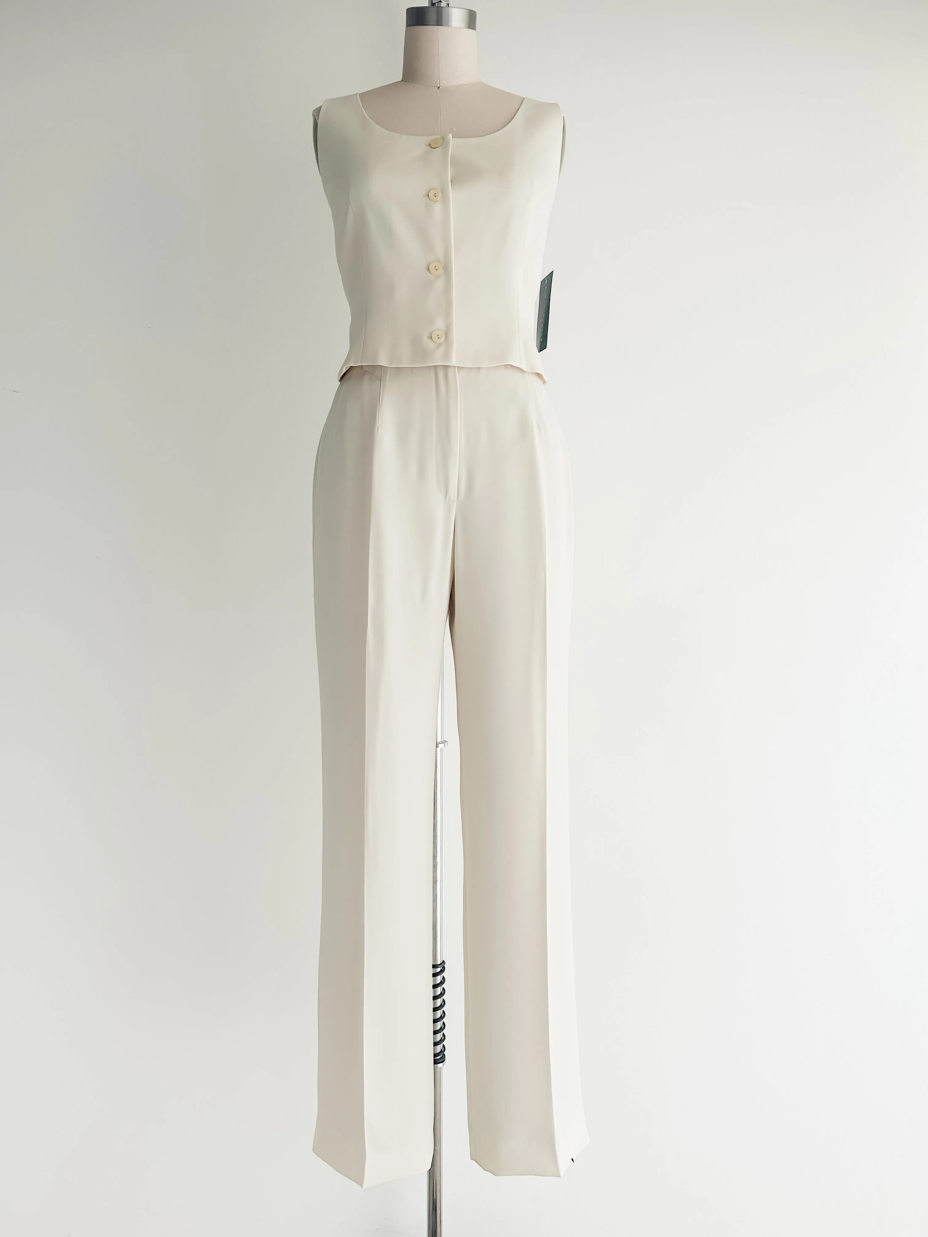 vintage cream two-piece pant set (M)