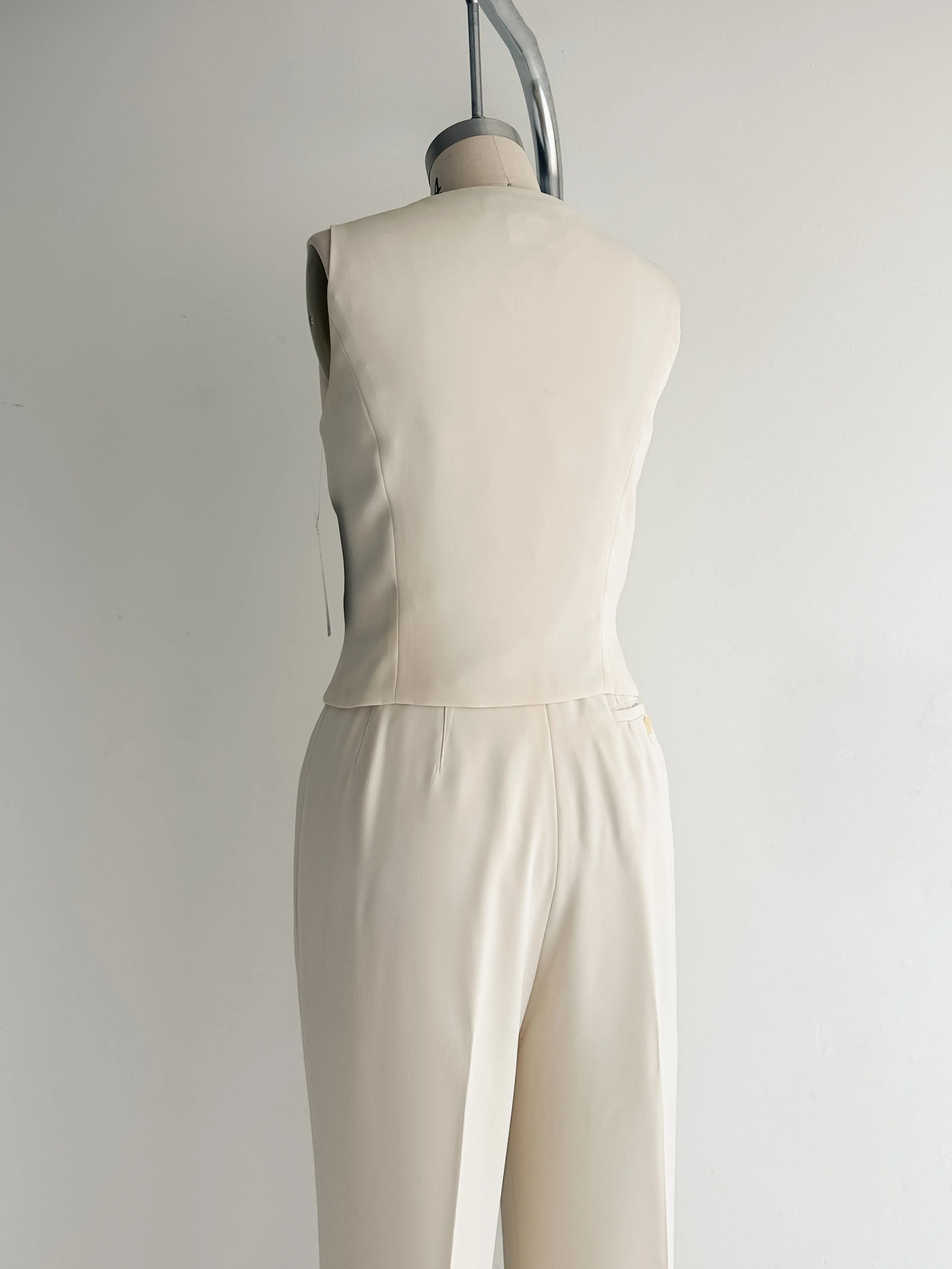 vintage cream two-piece pant set (M)