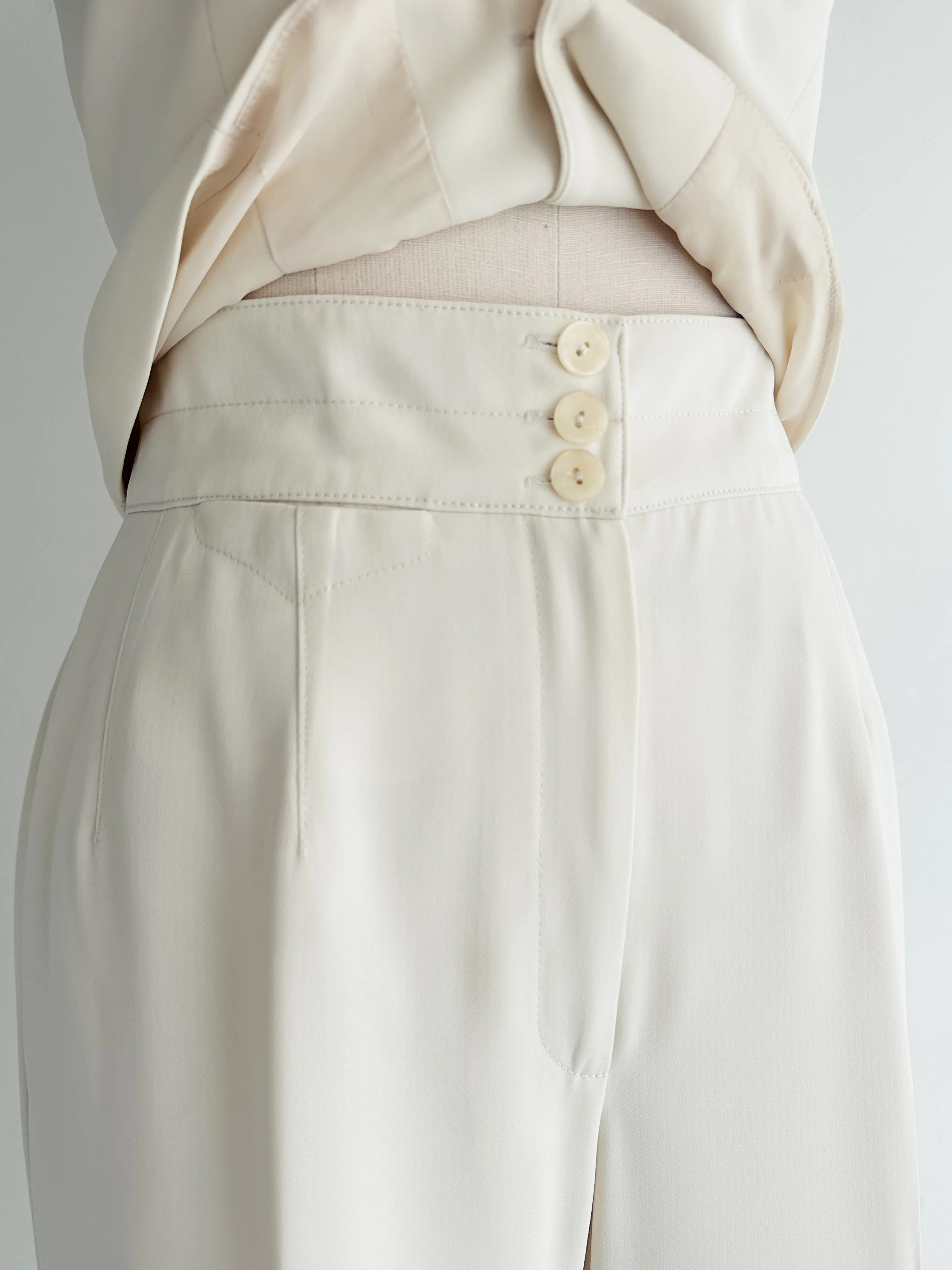 vintage cream two-piece pant set (M)