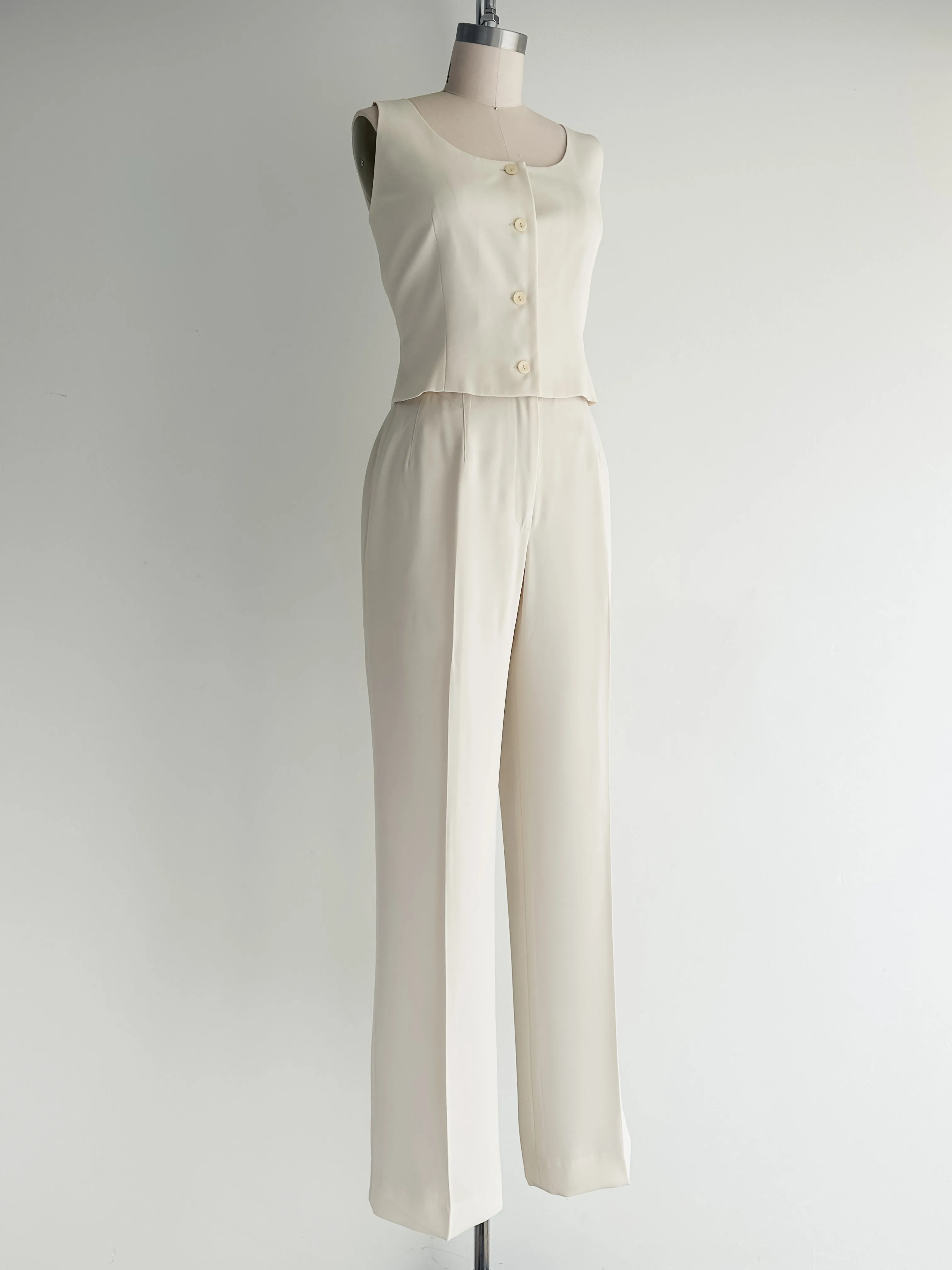 vintage cream two-piece pant set (M)